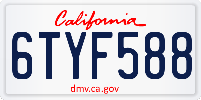 CA license plate 6TYF588