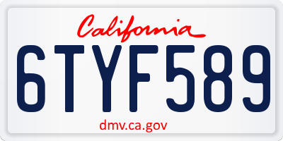 CA license plate 6TYF589