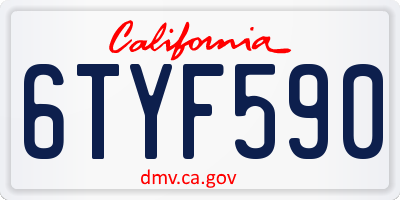 CA license plate 6TYF590
