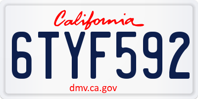 CA license plate 6TYF592