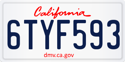 CA license plate 6TYF593