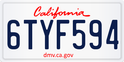 CA license plate 6TYF594