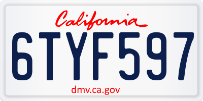 CA license plate 6TYF597