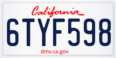 CA license plate 6TYF598