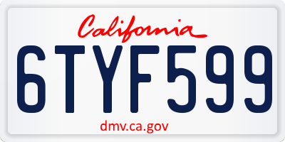 CA license plate 6TYF599