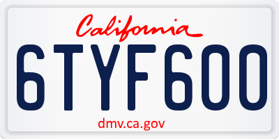 CA license plate 6TYF600