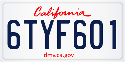 CA license plate 6TYF601