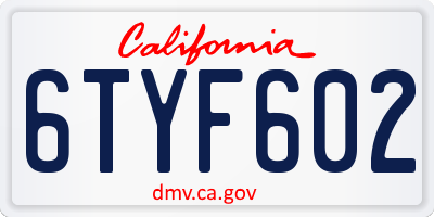 CA license plate 6TYF602