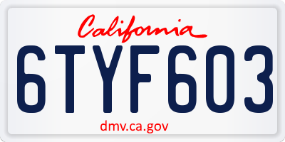 CA license plate 6TYF603