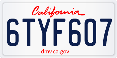 CA license plate 6TYF607