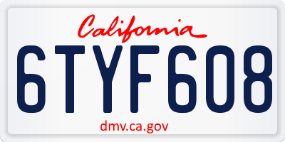 CA license plate 6TYF608