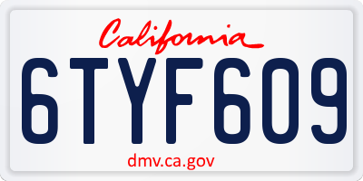 CA license plate 6TYF609