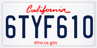 CA license plate 6TYF610