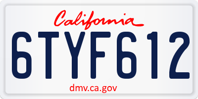 CA license plate 6TYF612