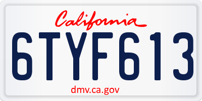 CA license plate 6TYF613