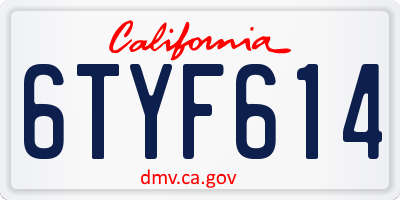 CA license plate 6TYF614