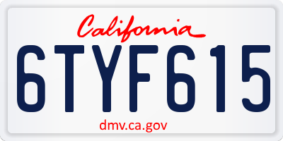 CA license plate 6TYF615