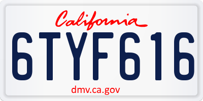 CA license plate 6TYF616