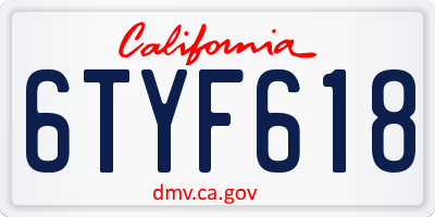 CA license plate 6TYF618