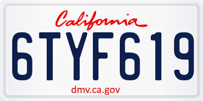 CA license plate 6TYF619