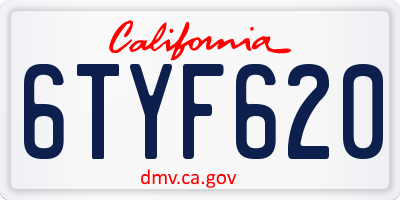 CA license plate 6TYF620
