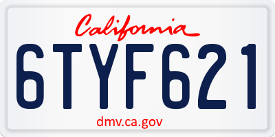 CA license plate 6TYF621