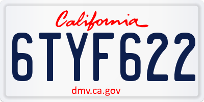CA license plate 6TYF622