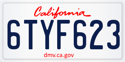 CA license plate 6TYF623