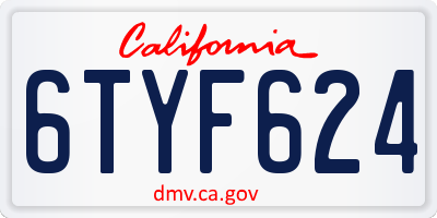 CA license plate 6TYF624