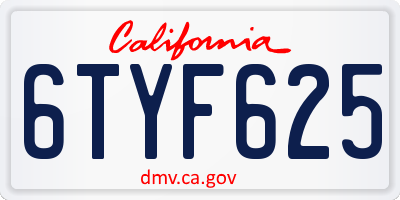 CA license plate 6TYF625