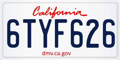 CA license plate 6TYF626