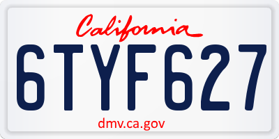 CA license plate 6TYF627
