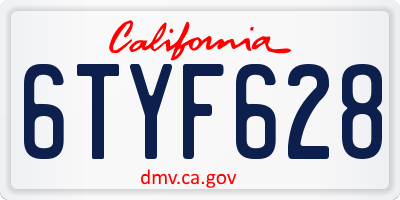 CA license plate 6TYF628