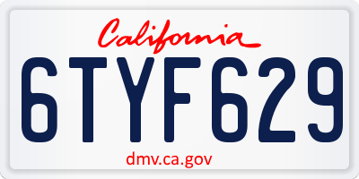 CA license plate 6TYF629