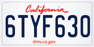 CA license plate 6TYF630