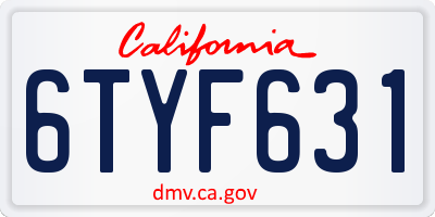CA license plate 6TYF631
