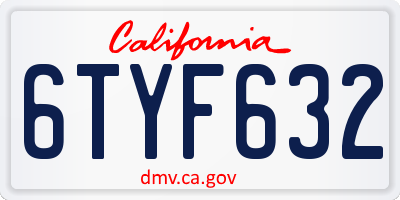 CA license plate 6TYF632