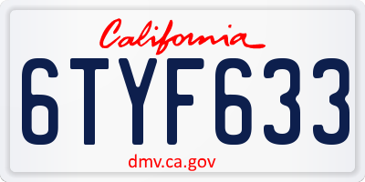 CA license plate 6TYF633