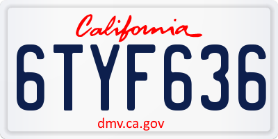 CA license plate 6TYF636