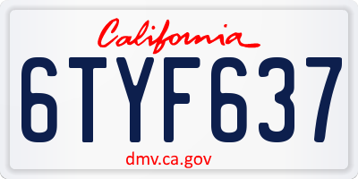 CA license plate 6TYF637