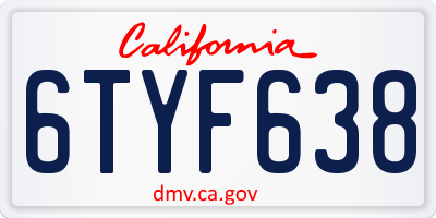 CA license plate 6TYF638