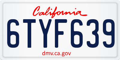 CA license plate 6TYF639