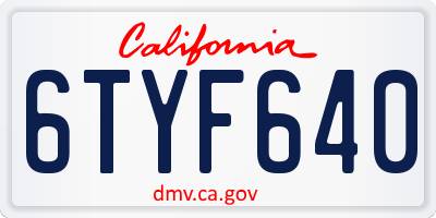 CA license plate 6TYF640