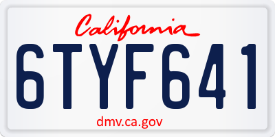 CA license plate 6TYF641
