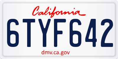 CA license plate 6TYF642