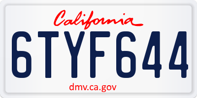 CA license plate 6TYF644