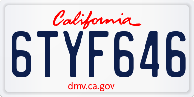 CA license plate 6TYF646