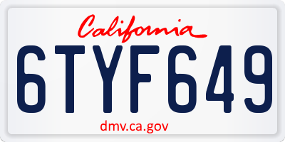 CA license plate 6TYF649