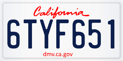 CA license plate 6TYF651