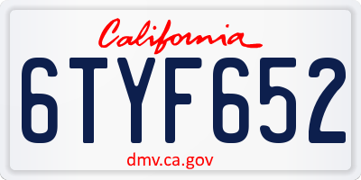 CA license plate 6TYF652
